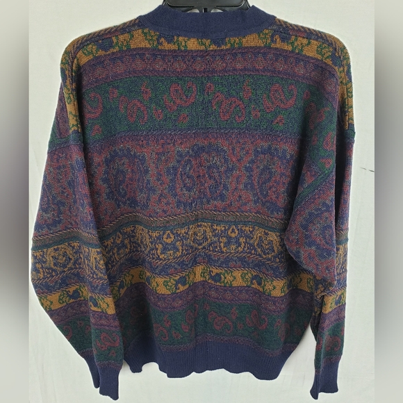 Vintage John Ashford Granddad Button Down Blue Wool Blend Cardigan Sweater Sz L - Picture 6 of 8